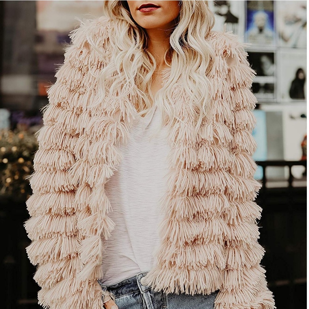 1 Left!! š„Faux Fur Shaggy Cardigan Fringe Jacket - Picture 2 of 8